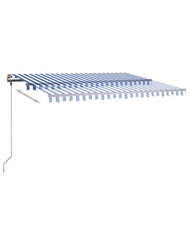 Tenda da Sole Retrattile Manuale con LED 400x300cm Blu e Bianca