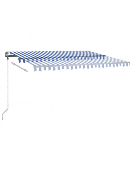 Tenda da Sole Retrattile Manuale con LED 400x300cm Blu e Bianca