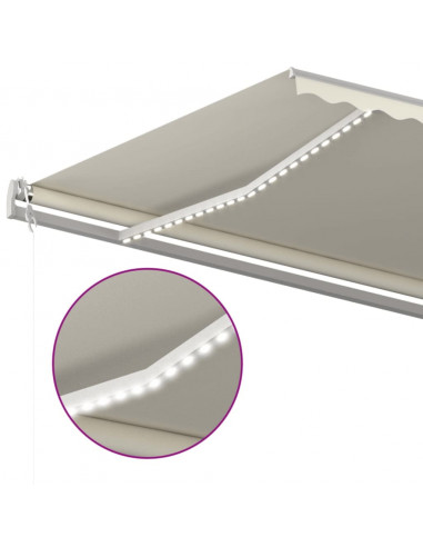 Tenda Automatica Sensore Vento e LED 500x300 cm Crema
