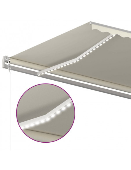 Tenda Automatica Sensore Vento e LED 500x300 cm Crema
