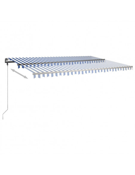 Tenda da Sole Retrattile Manuale con LED 500x300cm Blu e Bianca
