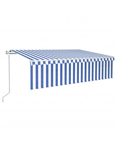 Tenda Automatica Parasole Sensore Vento LED 6x3m Blu Bianca 2