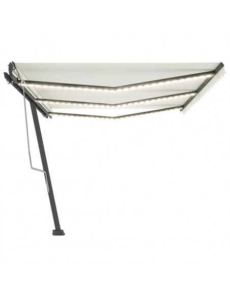 Tenda da Sole Retrattile Manuale con LED 600x350 cm Crema
