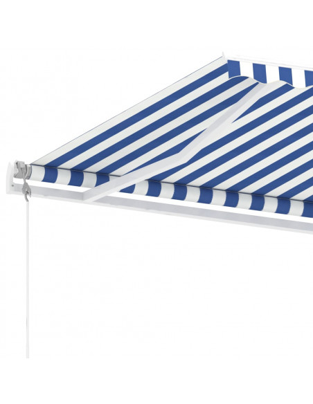 Tenda Automatica con Sensore Vento e LED 400x300 cm Blu Bianca