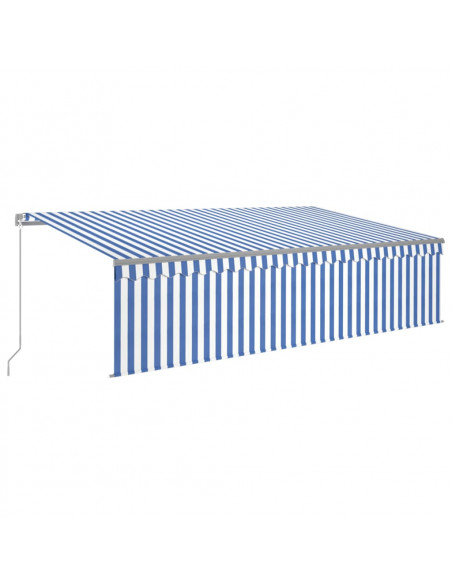 Tenda Sole Retrattile Manuale con Parasole 5x3m Blu e Bianco