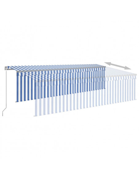 Tenda Sole Retrattile Manuale con Parasole 5x3m Blu e Bianco