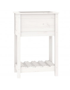 Fioriera con Mensola Bianca 54x34,5x81cm Legno Massello di Pino 2