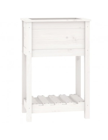 Fioriera con Mensola Bianca 54x34,5x81cm Legno Massello di Pino