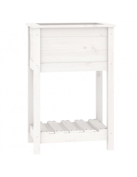 Fioriera con Mensola Bianca 54x34,5x81cm Legno Massello di Pino