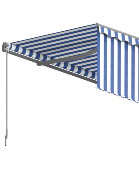 Tenda Sole Retrattile Manuale con Parasole 5x3m Blu e Bianco