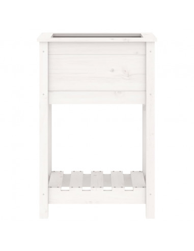 Fioriera con Mensola Bianca 54x34,5x81cm Legno Massello di Pino