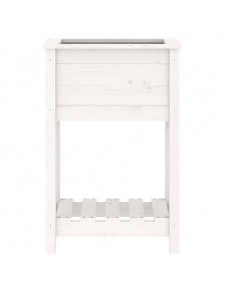 Fioriera con Mensola Bianca 54x34,5x81cm Legno Massello di Pino