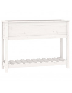 Fioriera con Mensola Bianca 111,5x34,5x81cm Legno Massello Pino 2