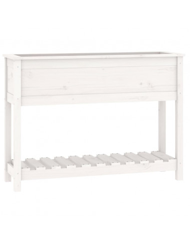 Fioriera con Mensola Bianca 111,5x34,5x81cm Legno Massello Pino