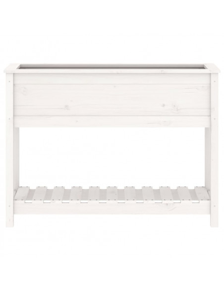 Fioriera con Mensola Bianca 111,5x34,5x81cm Legno Massello Pino