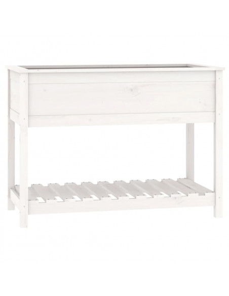 Fioriera con Mensola Bianca 111,5x54x81 cm Legno Massello Pino