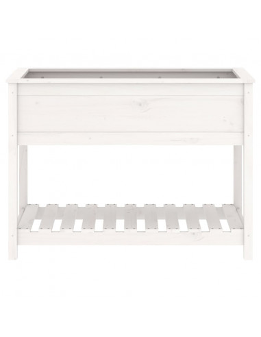 Fioriera con Mensola Bianca 111,5x54x81 cm Legno Massello Pino