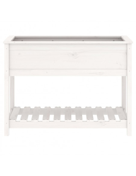Fioriera con Mensola Bianca 111,5x54x81 cm Legno Massello Pino
