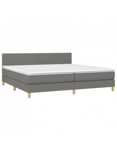 Letto a Molle Materasso e LED Grigio Scuro 200x200cm in Tessuto