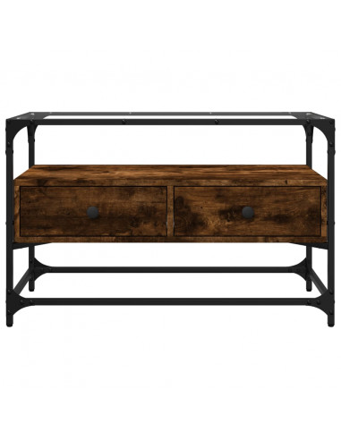 Mobile TV Piano Vetro Rovere Fumo 80x35x51cm Legno Multistrato