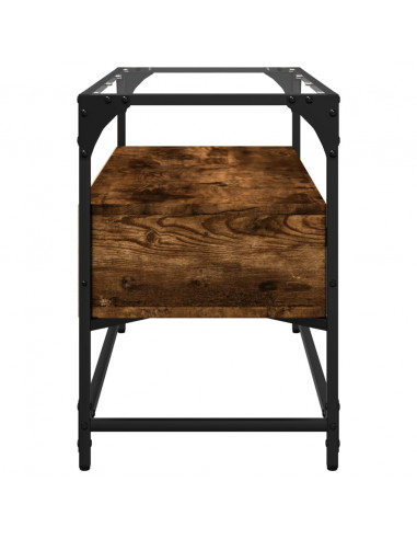 Mobile TV Piano Vetro Rovere Fumo 80x35x51cm Legno Multistrato