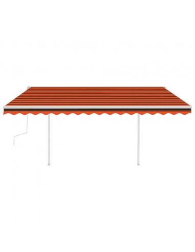 Tenda da Sole Retrattile Manuale LED 4x3 m Arancione Marrone