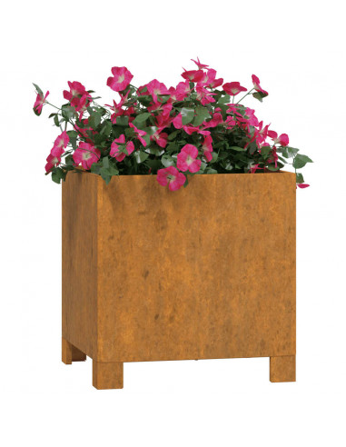 Fioriere con Gambe 2pz Ruggine 32x30x33 cm Acciaio Corten