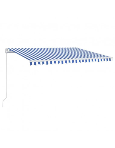 Tenda da Sole Retrattile Manuale con LED 400x300cm Blu e Bianco
