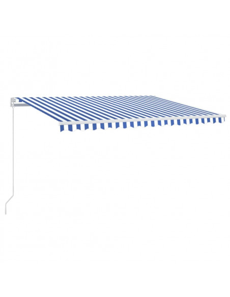 Tenda da Sole Retrattile Manuale con LED 400x300cm Blu e Bianco