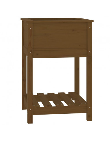 Fioriera con Mensola Miele 54x54x81cm in Legno Massello di Pino