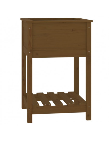 Fioriera con Mensola Miele 54x54x81cm in Legno Massello di Pino
