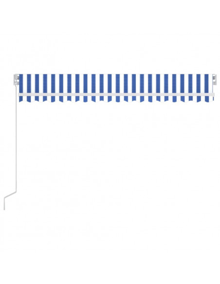 Tenda da Sole Retrattile Manuale con LED 400x300cm Blu e Bianco