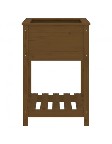 Fioriera con Mensola Miele 54x54x81cm in Legno Massello di Pino