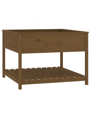 Fioriera con Mensola Miele 111,5x111,5x81cm Legno Massello Pino