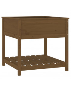 Fioriera con Mensola Miele 82,5x82,5x81 cm Legno Massello Pino 2