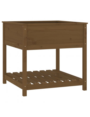 Fioriera con Mensola Miele 82,5x82,5x81 cm Legno Massello Pino