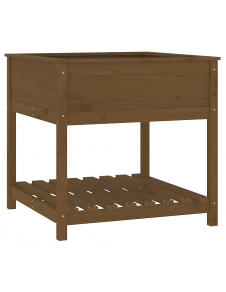 Fioriera con Mensola Miele 82,5x82,5x81 cm Legno Massello Pino