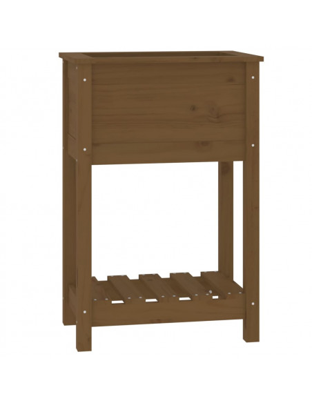 Fioriera con Mensola Miele 54x34,5x81cm Legno Massello di Pino