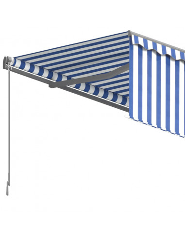 Tenda Sole Retrattile Automatica Parasole 5x3 m Blu Bianco