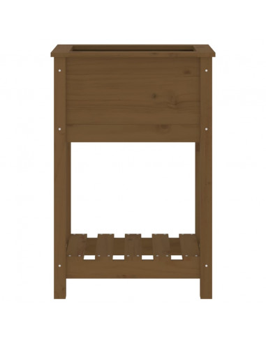 Fioriera con Mensola Miele 54x34,5x81cm Legno Massello di Pino
