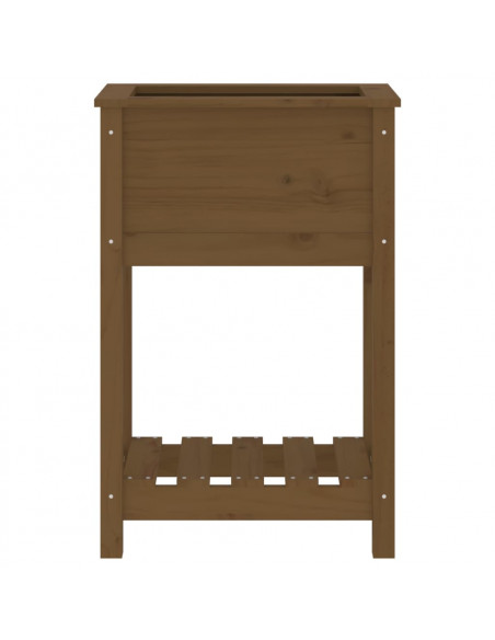 Fioriera con Mensola Miele 54x34,5x81cm Legno Massello di Pino