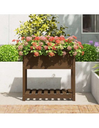 Fioriera con Mensola Miele 82,5x54x81 cm in Legno Massello Pino