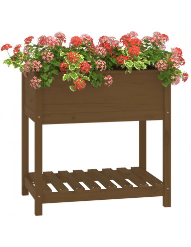 Fioriera con Mensola Miele 82,5x54x81 cm in Legno Massello Pino