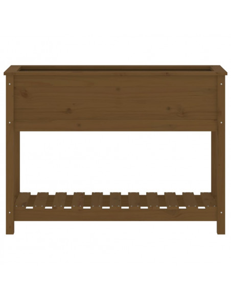 Fioriera con Mensola Miele 111,5x34,5x81 cm Legno Massello Pino