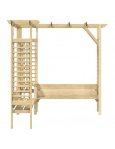Pergola Angolare con Panca in Legno di Pino Impregnato 2