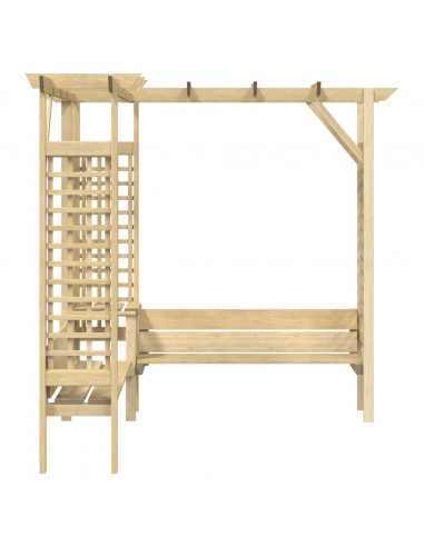 Pergola Angolare con Panca in Legno di Pino Impregnato