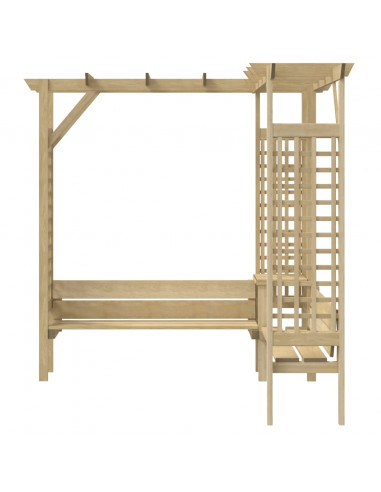 Pergola Angolare con Panca in Legno di Pino Impregnato