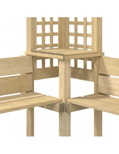 Pergola Angolare con Panca in Legno di Pino Impregnato