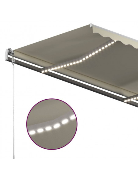 Tenda da Sole Retrattile Manuale con LED 400x300 cm Crema