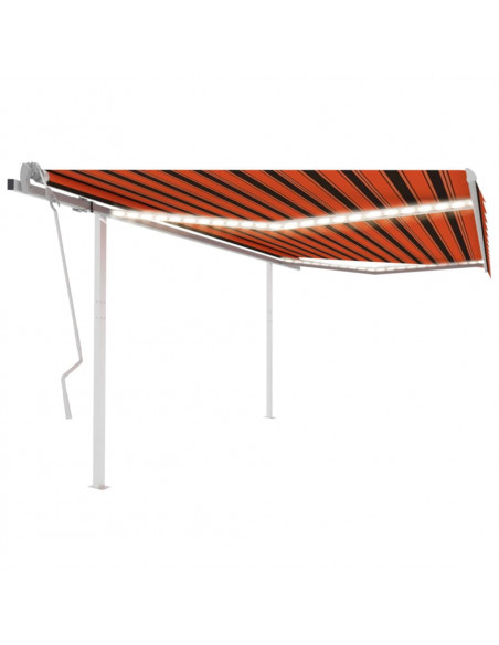 Tenda da Sole Retrattile Manuale LED 4,5x3,5 m Arancio Marrone